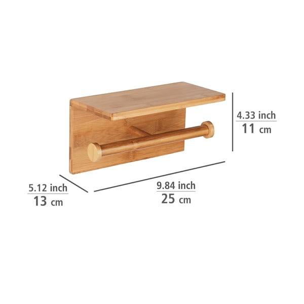 Nástěnný bambusový držák na toaletní papír Duo Bambusa – Wenko-image-2