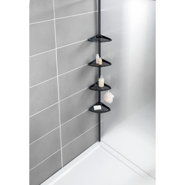 Černá rohová teleskopická koupelnová polička Opal – Allstar-image-1