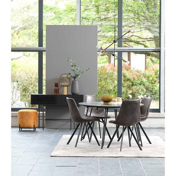 Černý konzolový stolek z dubového dřeva a kovovými nohami Canett Oxford, délka 120 cm-image-4