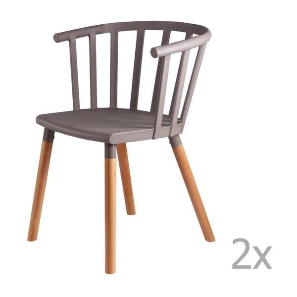 Sada 2 světle šedých jídelních židlí s dřevěnými nohami sømcasa Jenna