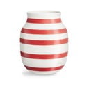 Bílo-červená pruhovaná keramická váza Kähler Design Omaggio, výška 20,5 cm