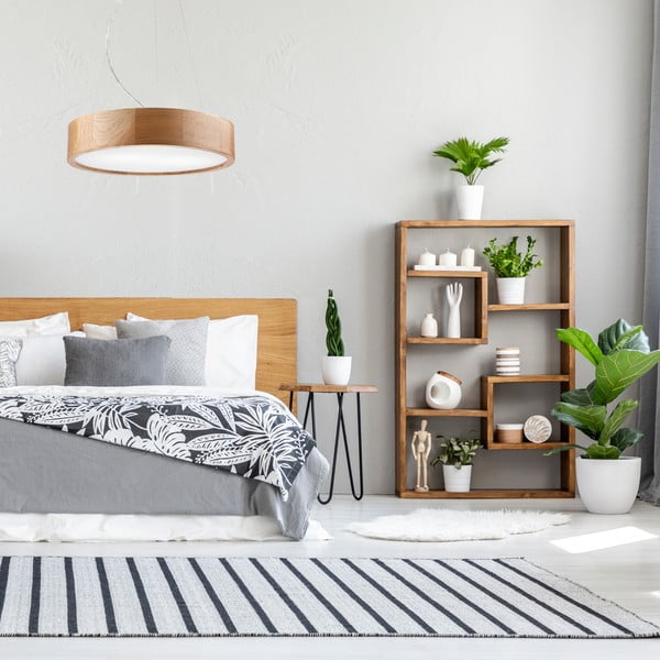 Hnědé závěsné svítidlo se skleněným stínidlem ø 37 cm Eveline – LAMKUR-image-2