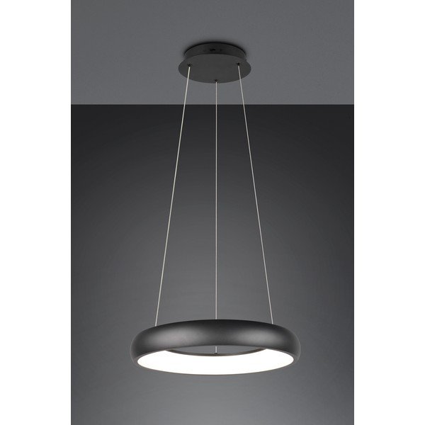 Matně černé LED stmívatelné závěsné svítidlo s kovovým stínidlem ø 46 cm Cardona – Trio-image-2