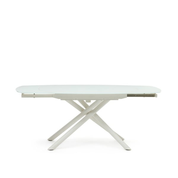 Bílý rozkládací jídelní stůl se skleněnou deskou 100x130 cm Yodalia – Kave Home-image-3