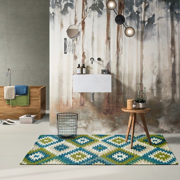 Zeleno-modrý pratelný běhoun 55x190 cm Avana Oasi – Floorita-image-1