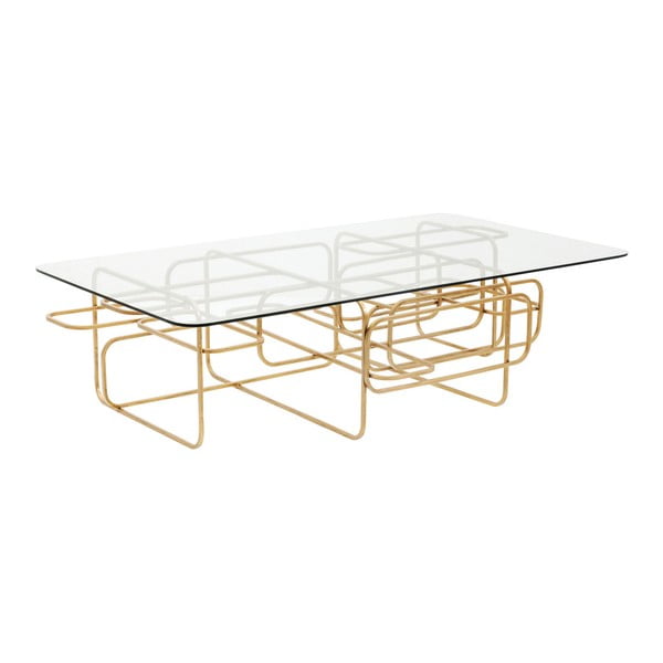 Konferenční stolek s podnožím ve zlaté barvě Kare Design Meander