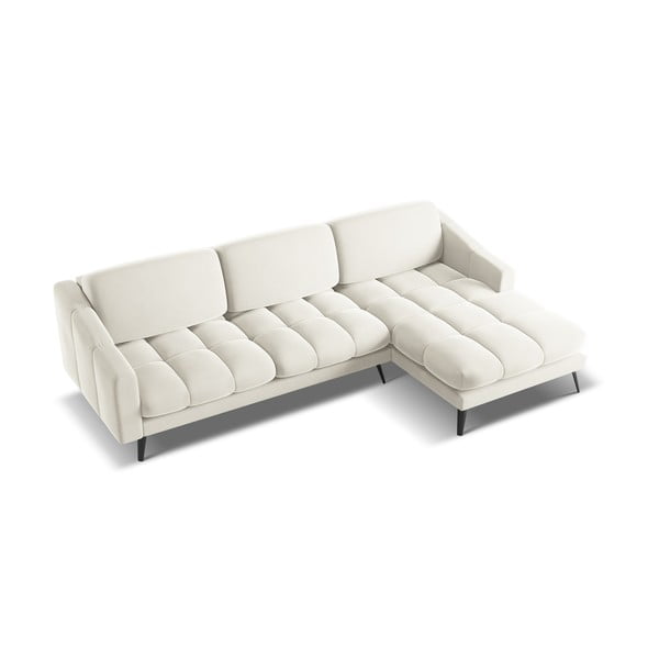 Krémová sametová rohová pohovka (pravý roh) Nalu – Makamii-image-3