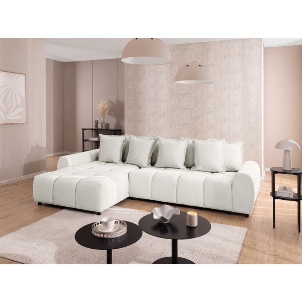 Bílá rohová pohovka (levý roh/s lenoškou) Albane  – Ropez-image-1