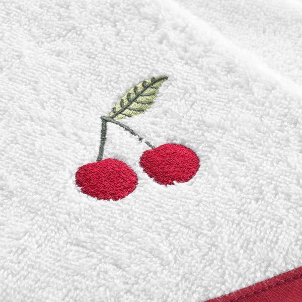 Červeno-bílý froté bavlněný ručník 60 cm Cerisette – douceur d'intérieur-image-1