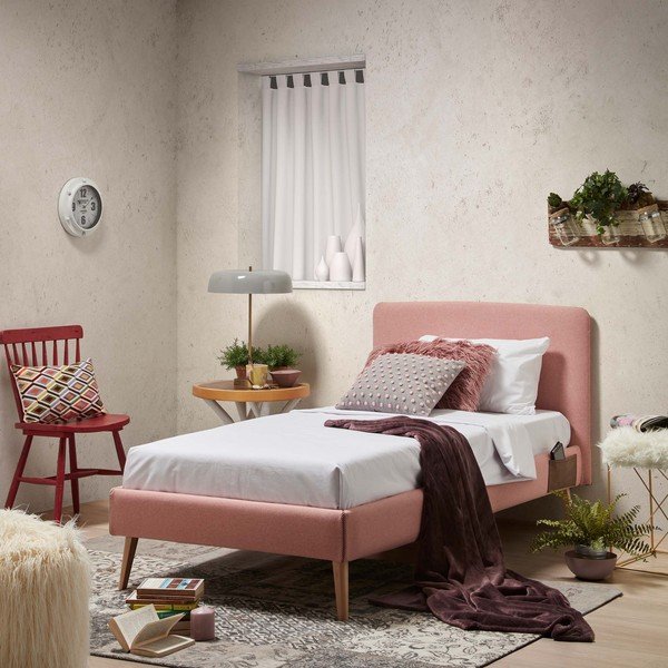 Růžové čalouněné čelo postele 108x76 cm Dyla – Kave Home-image-1