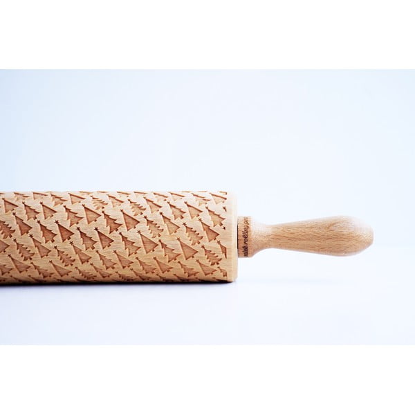 Dřevěný vánoční embosovaný váleček na těsto Valek Trees-image-3