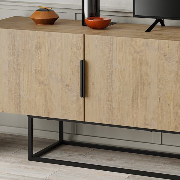 TV stolek v dekoru dubu v přírodní barvě 200x55 cm Titan – Marckeric-image-4