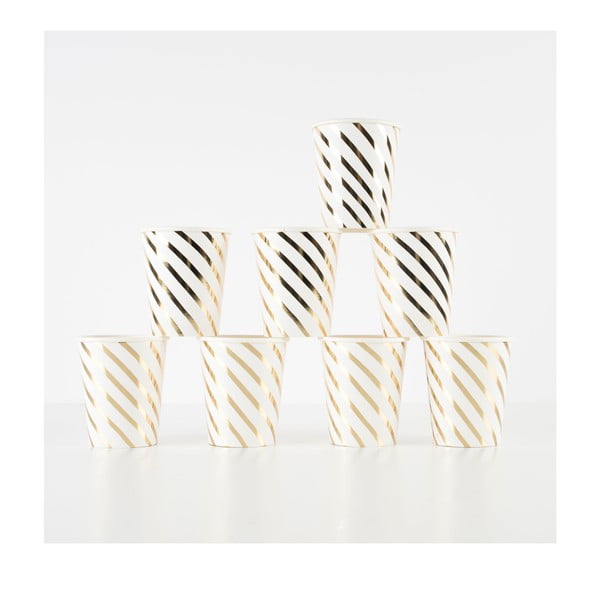 Papírové jednorázové kelímky v sadě  8 ks Gold Swirl – Meri Meri-image-4