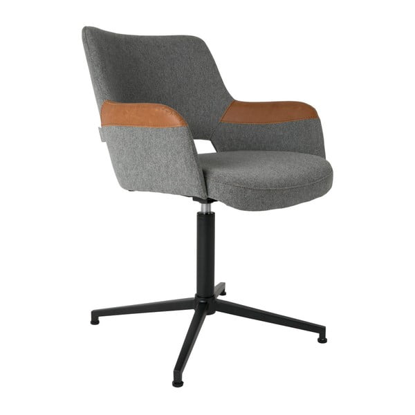 Šedá kancelářská židle s hnědým detailem Zuiver Syl