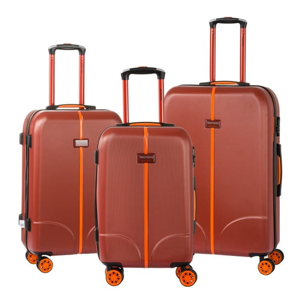 Sada 3 tmavě červených cestovních kufrů na kolečkách Murano Greece