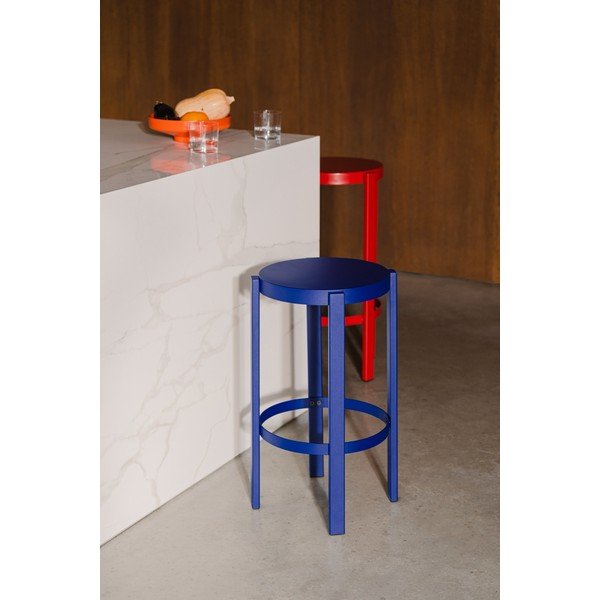 Modrá ocelová barová stolička (výška sedáku 65 cm) Doon – noo.ma-image-1