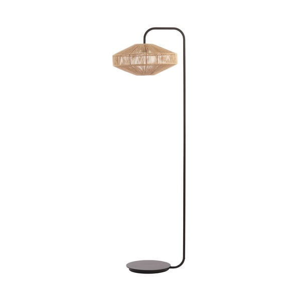 Stojací lampa s textilním stínidlem v matně černo-přírodní barvě (výška 164 cm) Lyra – Light & Living