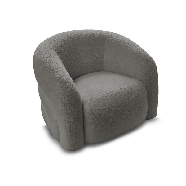 Šedé otočné křeslo z textilie bouclé Elina – Bobochic Paris-image-4