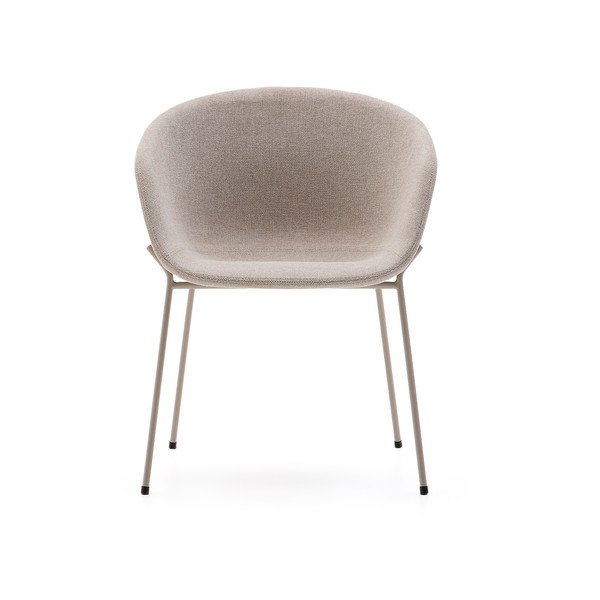 Béžové čalouněné jídelní křeslo s područkami Yvette – Kave Home-image-3