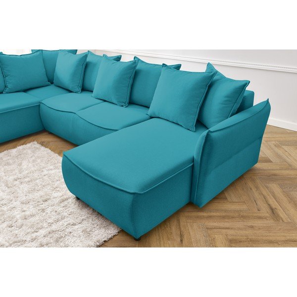 Tyrkysová rozkládací rohová pohovka (levý roh) Leon – Bobochic Paris-image-1