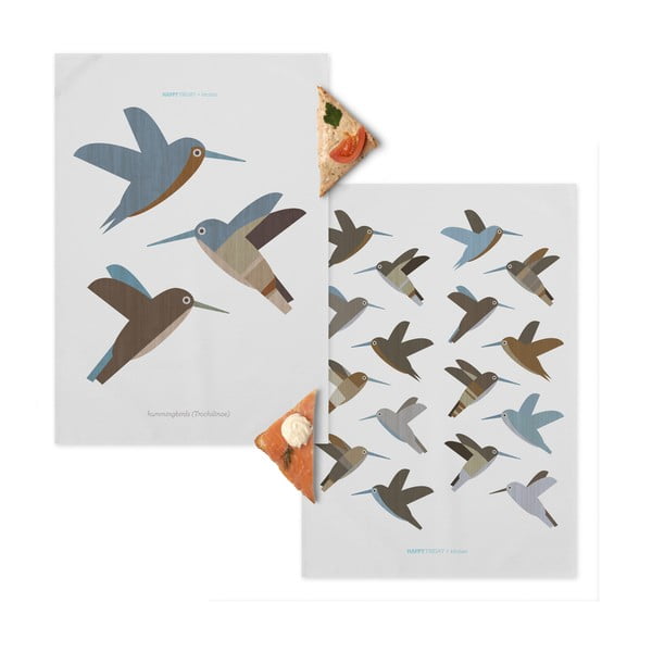 Sada 2 bavlněných kuchyňských utěrek Happy Friday Basic Colibri Delphinae, 70 x 50 cm