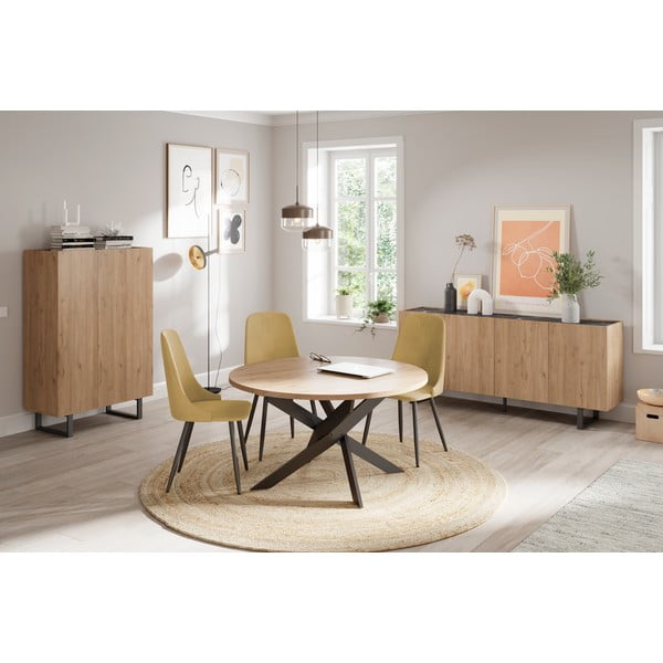 Kulatý jídelní stůl s deskou v dubovém dekoru 120x120 cm Ther – Marckeric-image-1