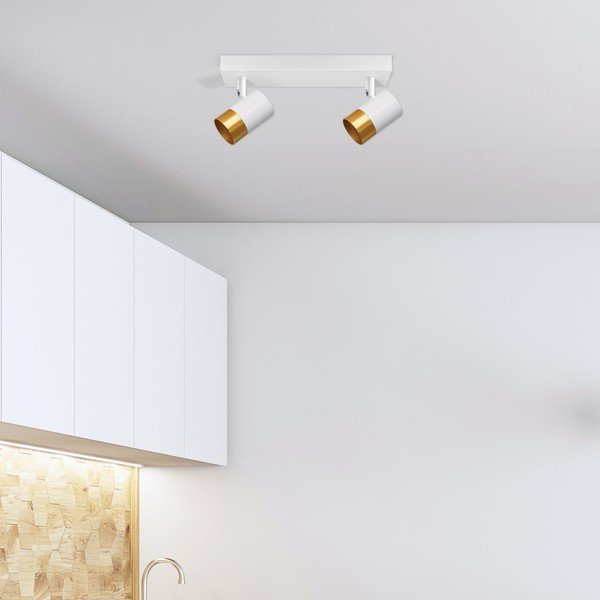 Stropní svítidlo s kovovým stínidlem v bílo-zlaté barvě 34x5.5 cm Tobi – Candellux Lighting-image-1