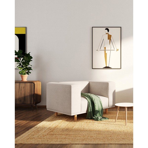 Béžové relaxační křeslo z textilie bouclé Kukumo – Ame Yens-image-1