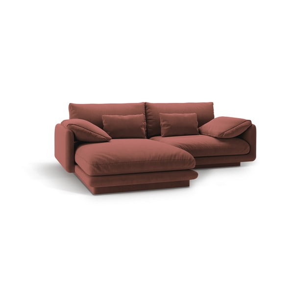 Růžová sametová rohová pohovka (levý roh/s lenoškou) Torino – Micadoni -image-2