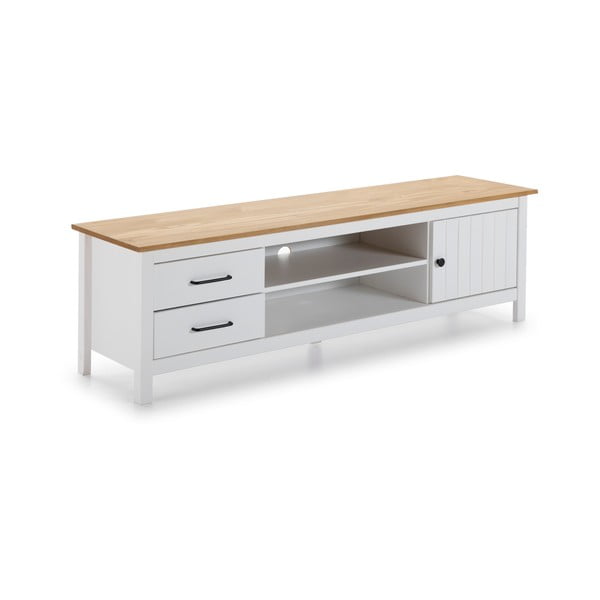 Bílý TV stolek z borovicového dřeva 158x47 cm Miranda – Marckeric-image-2