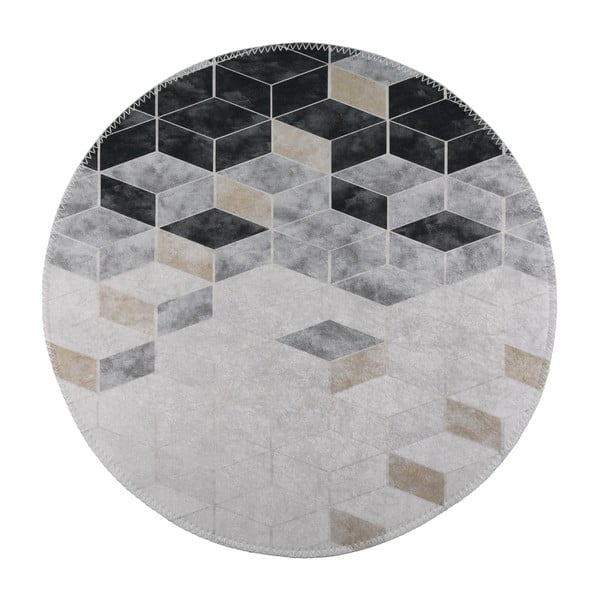 Bílo-šedý pratelný kulatý koberec ø 120 cm – Vitaus