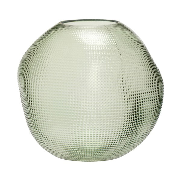 Zelená skleněná váza Hübsch Sole, výška 20 cm