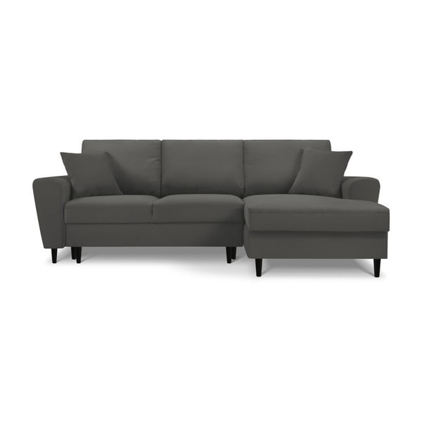 Tmavě šedá manšestrová rozkládací/s úložným prostorem rohová pohovka (pravý roh/s lenoškou) Kyoto – Cosmopolitan Design