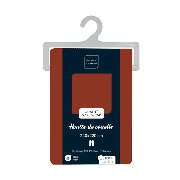 Bavlněný povlak na peřinu na dvoulůžko/prodloužený v cihlové barvě 240x220 cm Lina – douceur d'intérieur-image-2