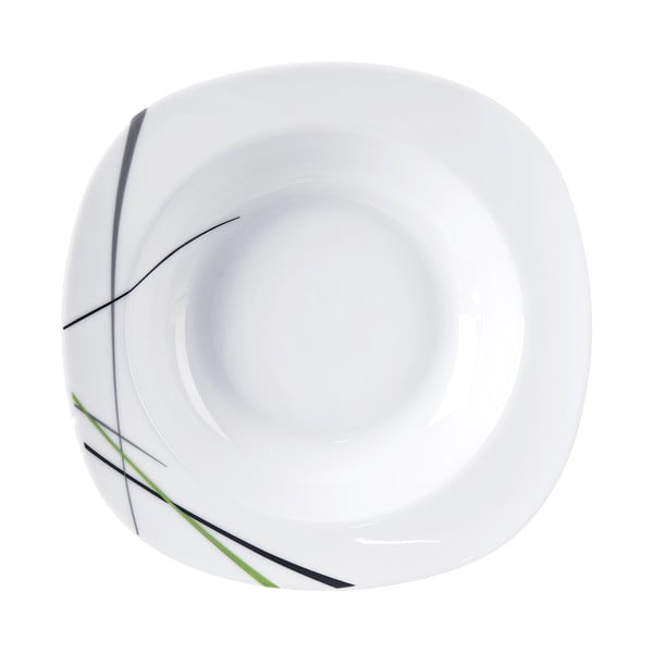 Bílý porcelánový hluboký talíř Orion Green