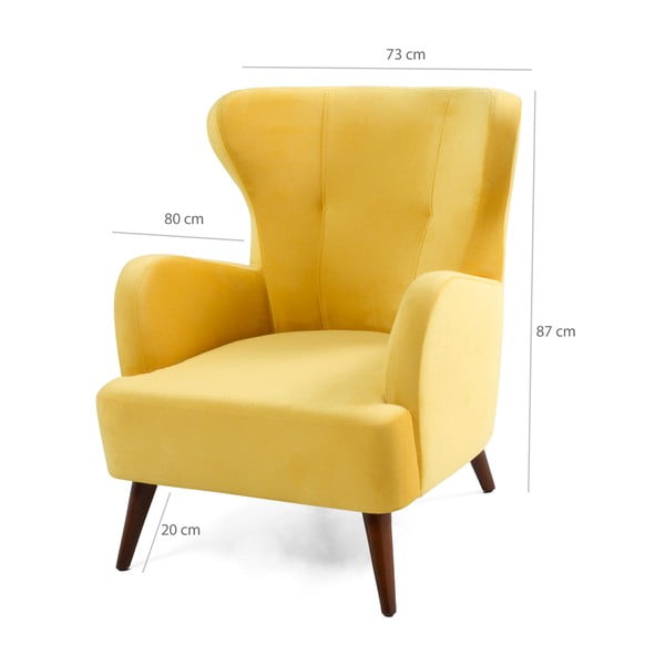 Žluté křeslo ušák Balcab Home Jane-image-3