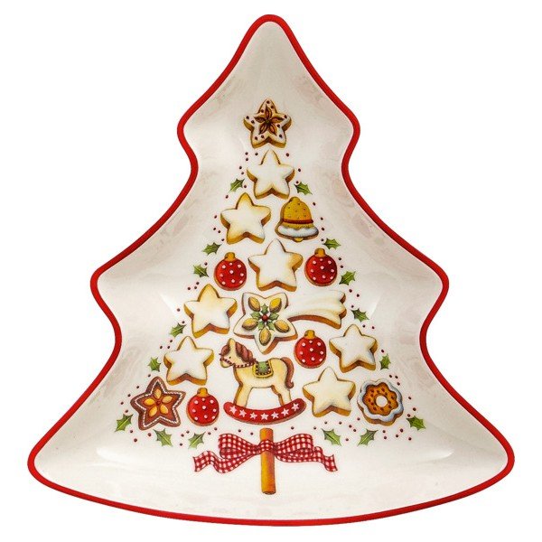 Červeno-bílá porcelánová servírovací mísa ve tvaru vánočního stromečku Villeroy & Boch Tree, 17,5 x 16,5 cm-image-2