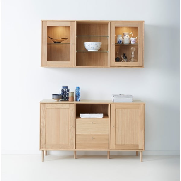 Závěsná vitrína s osvětlením v dekoru dubu 133x61 cm Mistral - Hammel Furniture-image-1