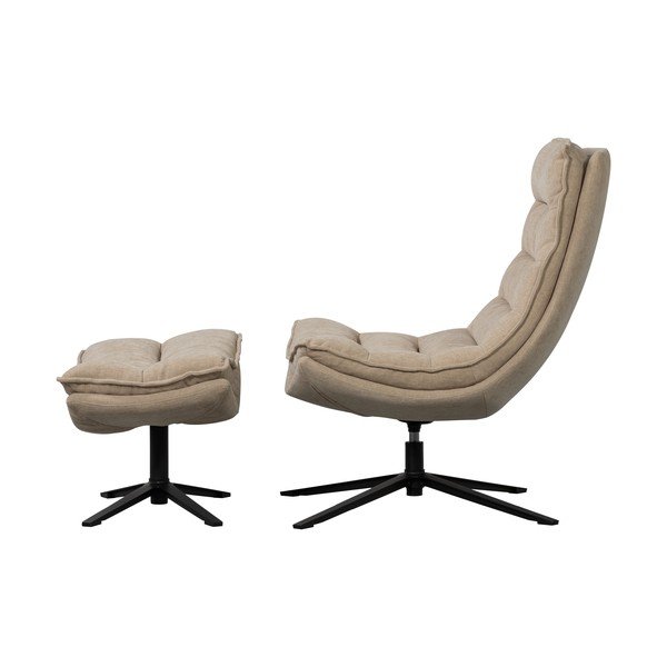 Otočné žinylkové křeslo s podnožkou v přírodní barvě Kube – WOOOD-image-2