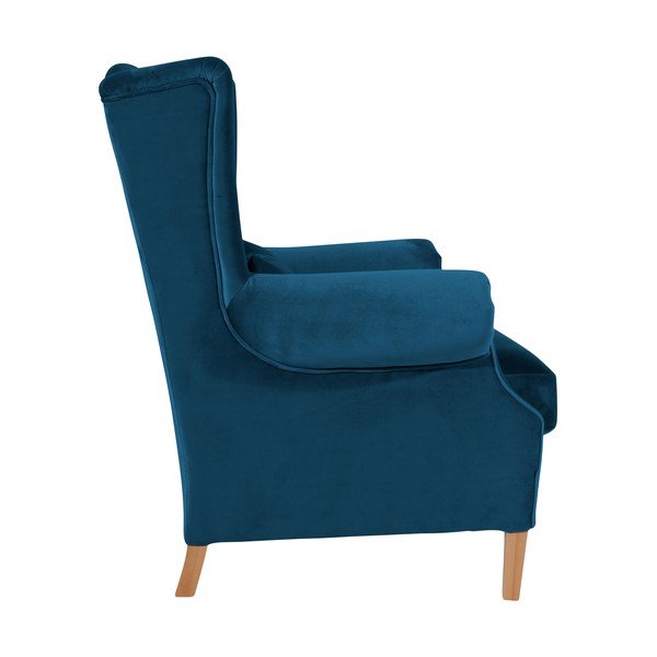 Petrolejově modré sametové křeslo ušák Max Winzer Harvey Velvet-image-3
