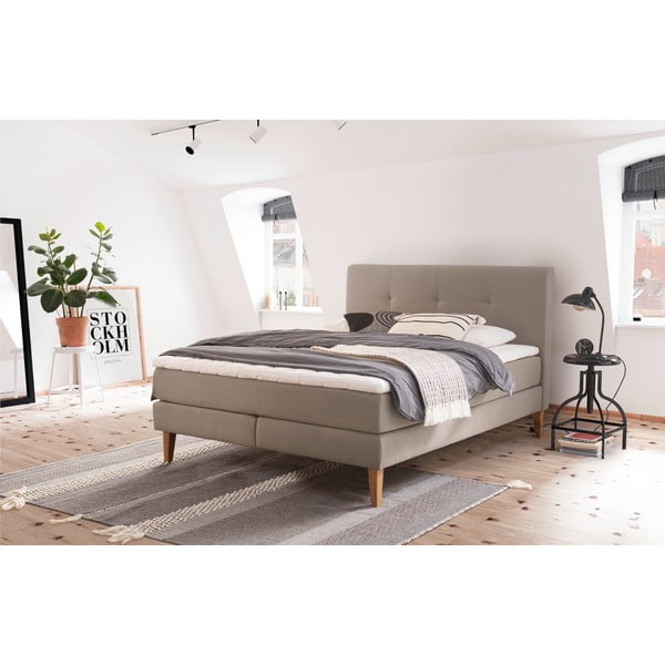 Béžová boxspring postel 160x200 cm Stockholm – Meise Möbel-image-1