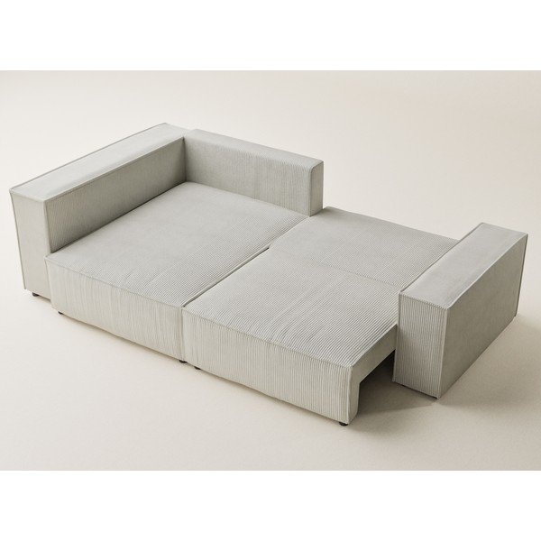 Krémová manšestrová rozkládací/s úložným prostorem rohová pohovka (levý roh/do L) Tonga – Maison de Rêve-image-3