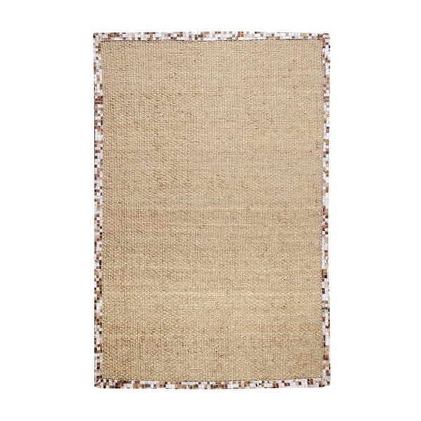 Konopný koberec s koženým lemem Brazilia Natural, 160x230 cm