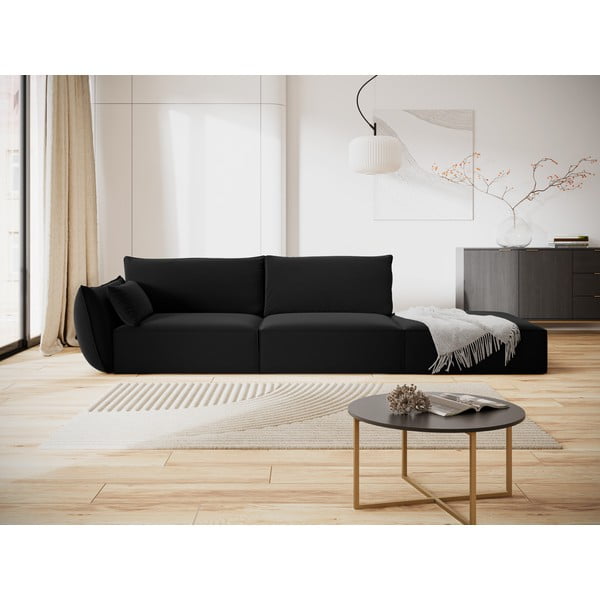 Černá sametová pohovka levý roh 264 cm Vanda – Mazzini Sofas-image-1