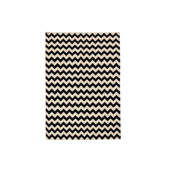 Ručně tkaný koberec Zig Zag Black, 120x180 cm