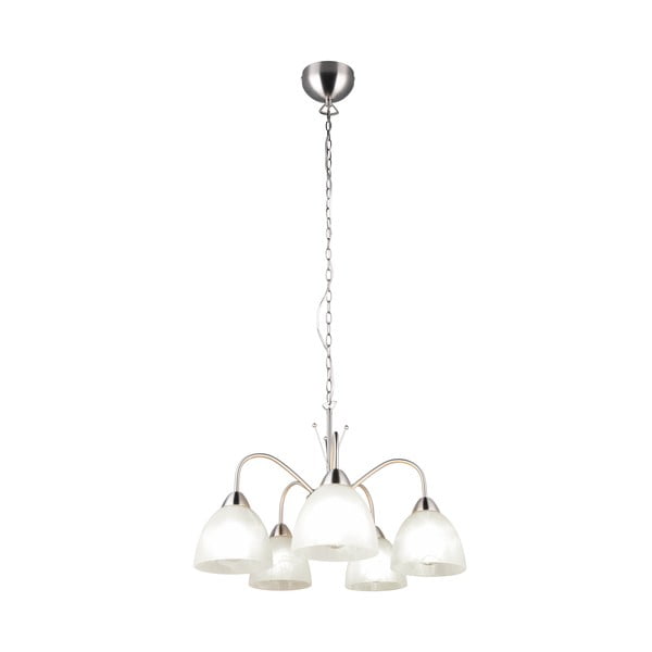 Závěsné svítidlo se skleněným stínidlem v bílo-stříbrné barvě ø 55 cm Dobby – Trio-image-2