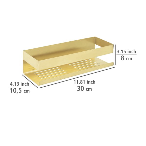 Samodržící koupelnová polička z nerezové oceli ve zlaté barvě Genova – Wenko-image-3