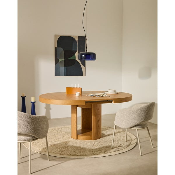 Kulatý rozkládací jídelní stůl s přídavnou deskou v dekoru dubu ø 120 cm Artis – Kave Home-image-2