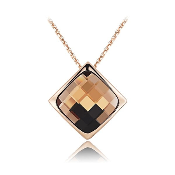 Hnědý náhrdelník s krystaly Swarovski Elements Crystals a růžovým zlatem Diana