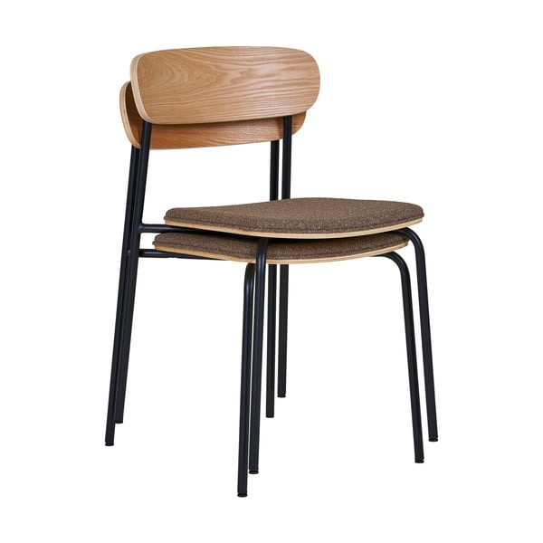 Černá/hnědá stohovatelná jídelní židle v dekoru jasanu Estepona – House Nordic-image-4